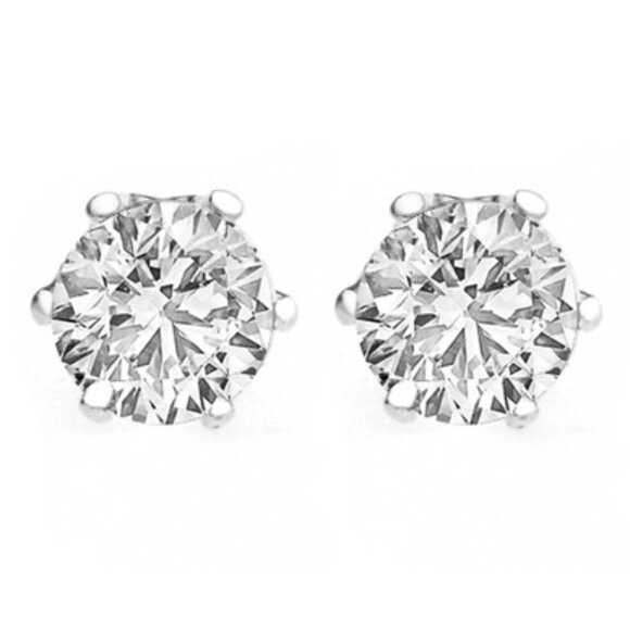 Swarovski Crystal - Sterling Silver Overlay 2 CTW Clear Stud Earrings - 0.24" - Picture 1 of 8